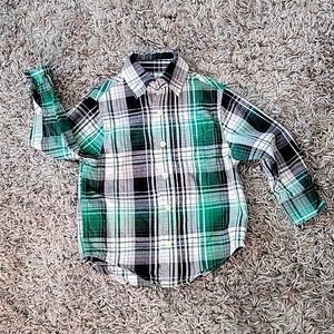 3/$12 Green/Black Plaid Button Down
